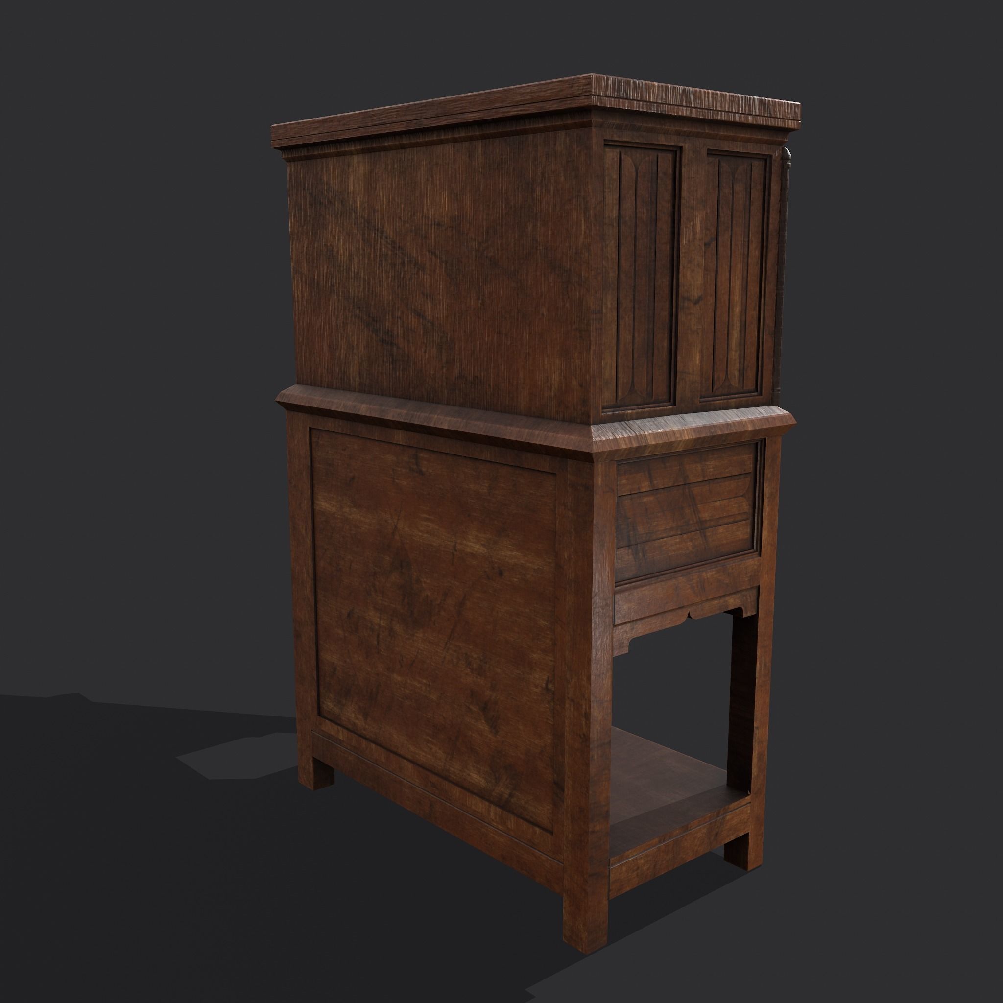 Medieval Elegant Designed Dresser Low-poly 3D model_8