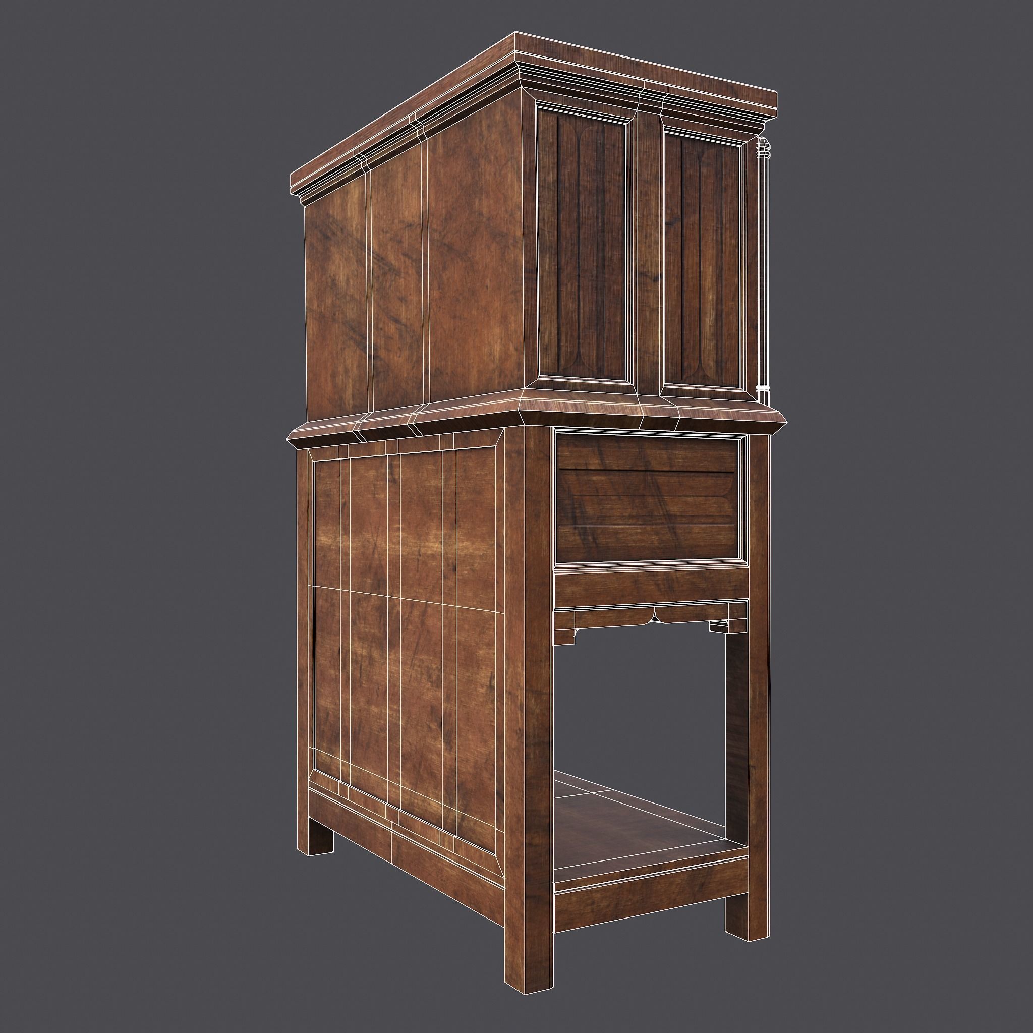 Medieval Elegant Designed Dresser Low-poly 3D model_30
