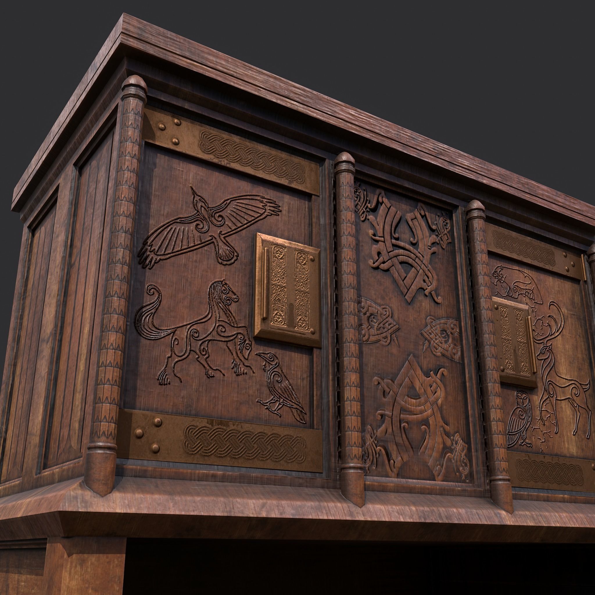 Medieval Elegant Designed Dresser Low-poly 3D model_22