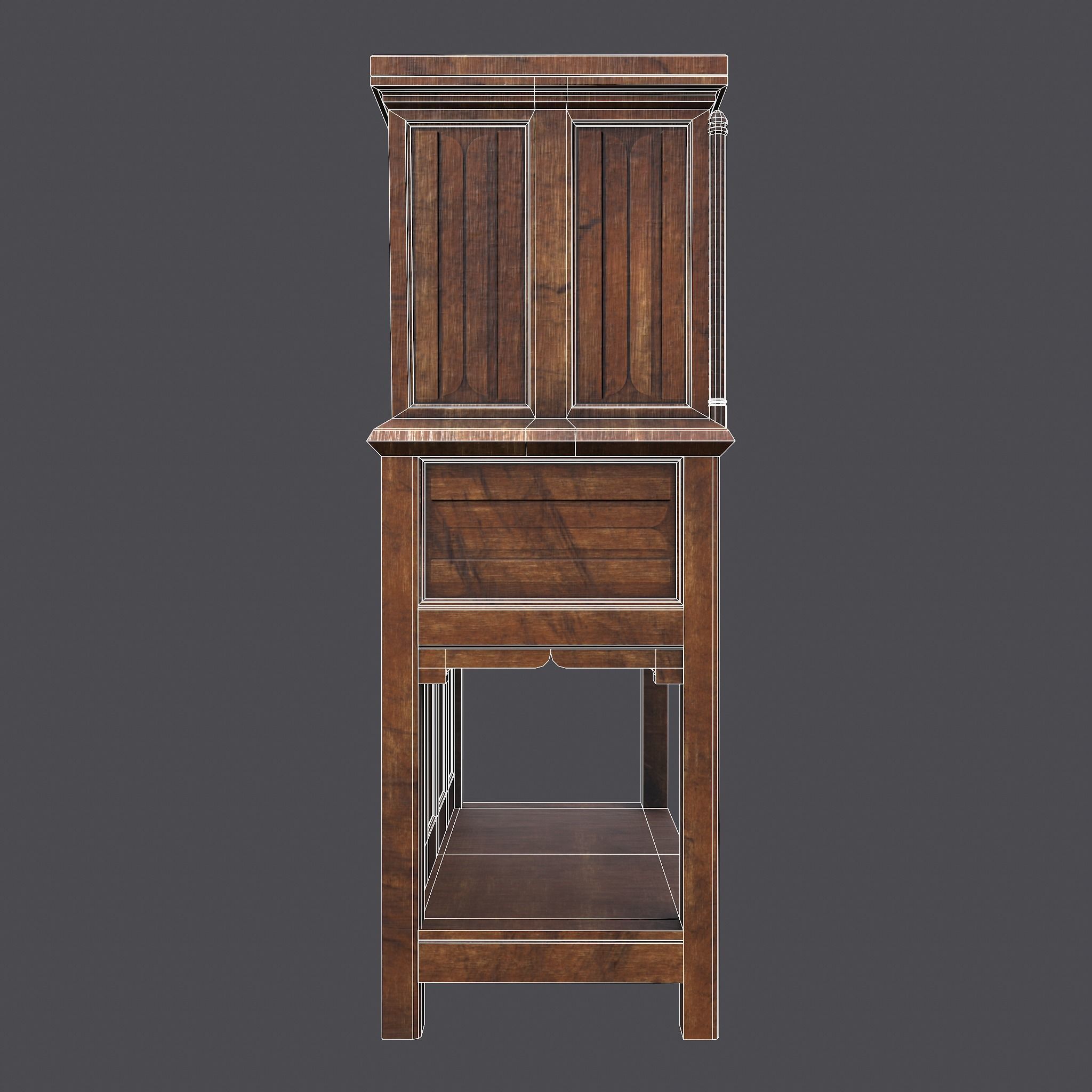 Medieval Elegant Designed Dresser Low-poly 3D model_31