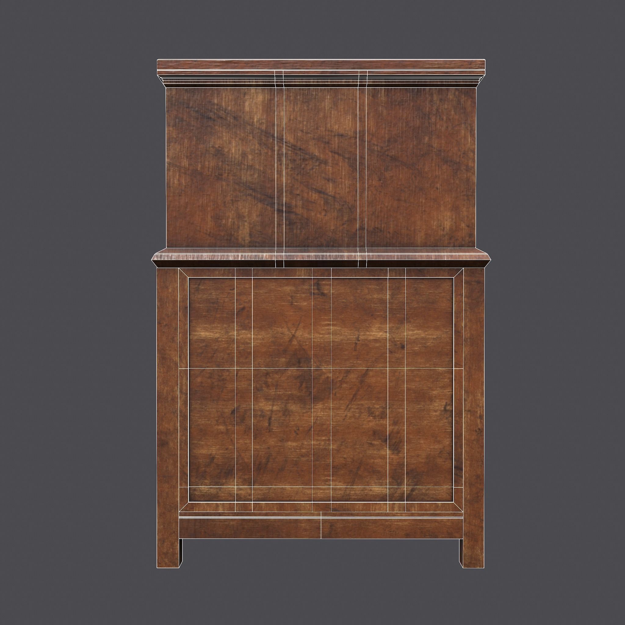 Medieval Elegant Designed Dresser Low-poly 3D model_29