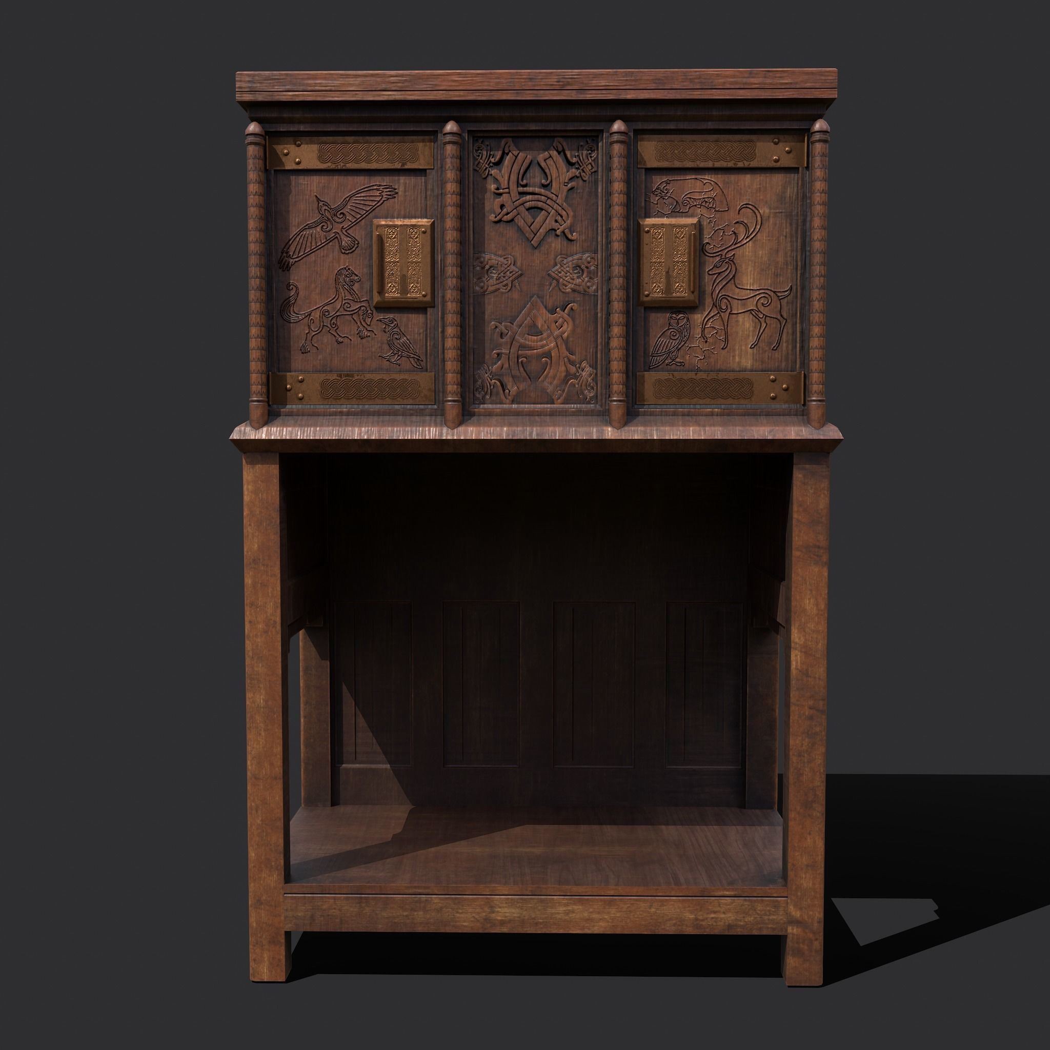 Medieval Elegant Designed Dresser Low-poly 3D model_2