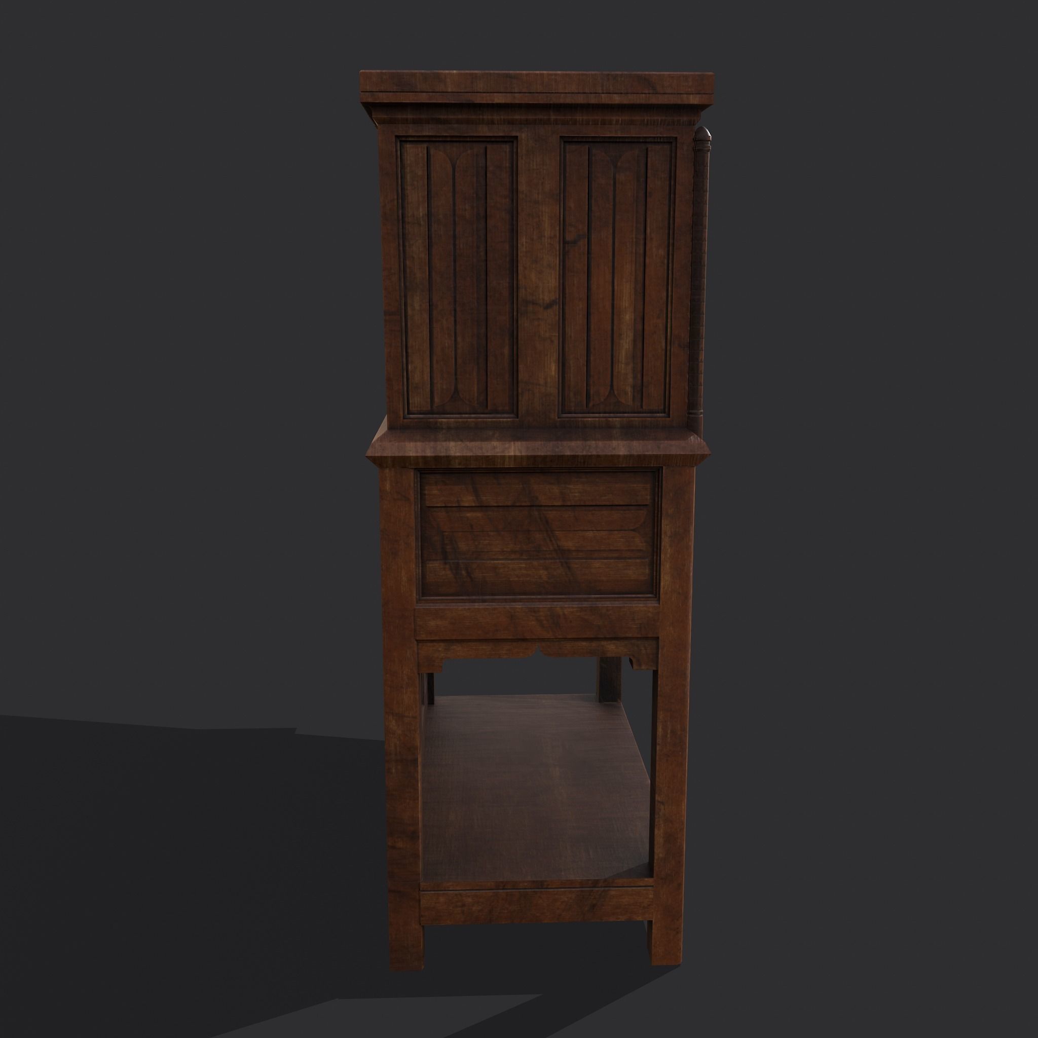 Medieval Elegant Designed Dresser Low-poly 3D model_7