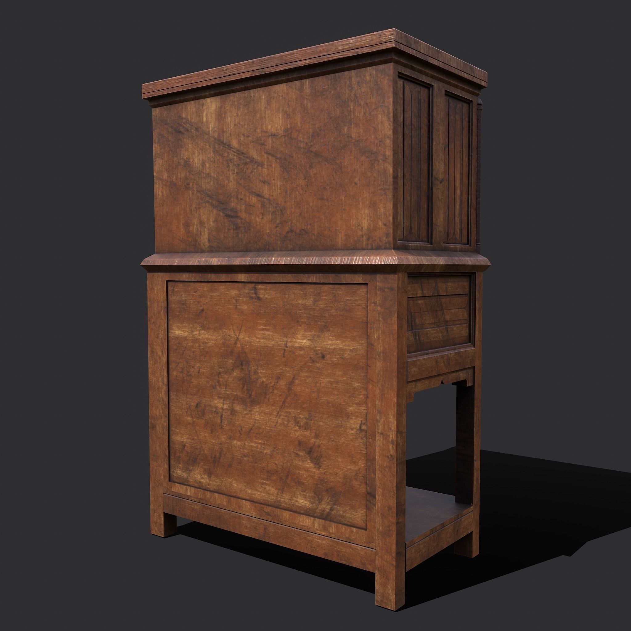 Medieval Elegant Designed Dresser Low-poly 3D model_17