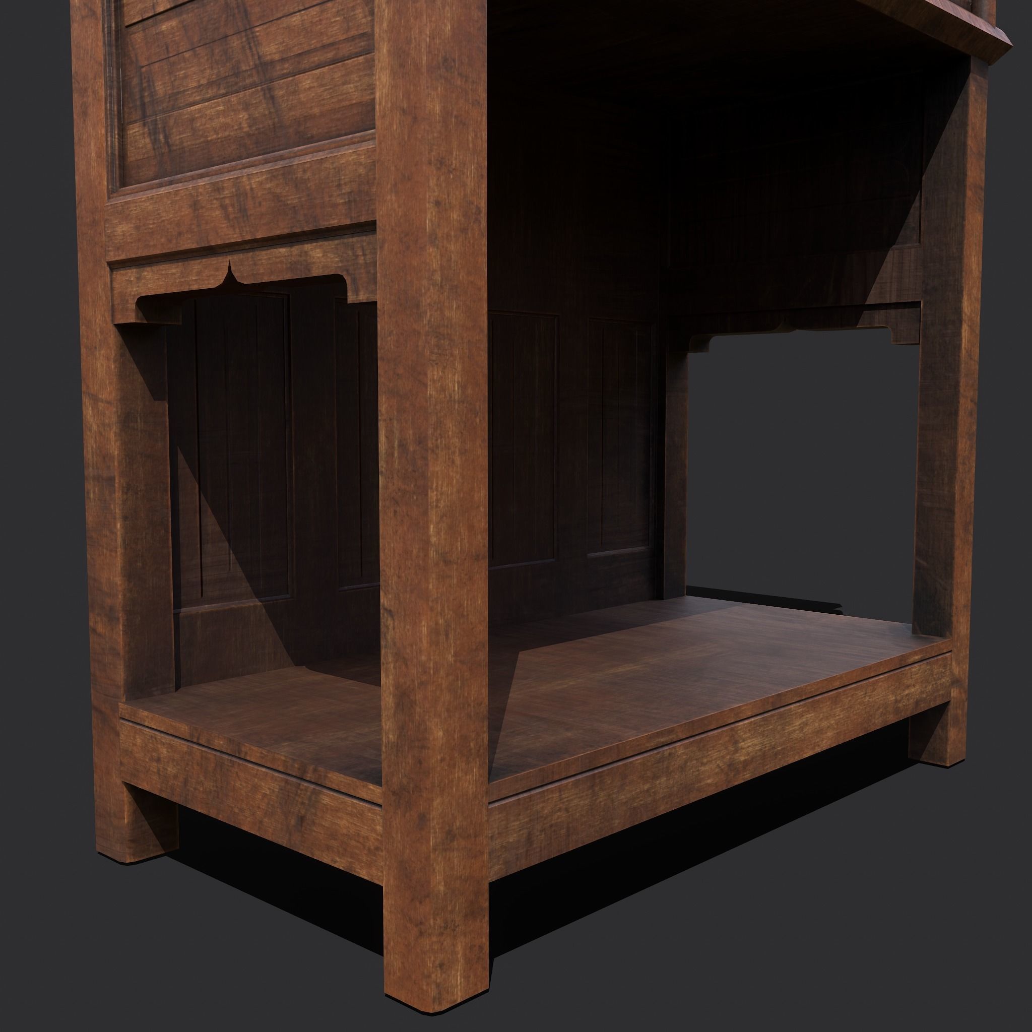 Medieval Elegant Designed Dresser Low-poly 3D model_21