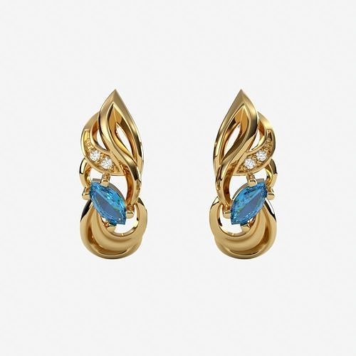 Women earrings with gems CAD 3dm stl 3D print model