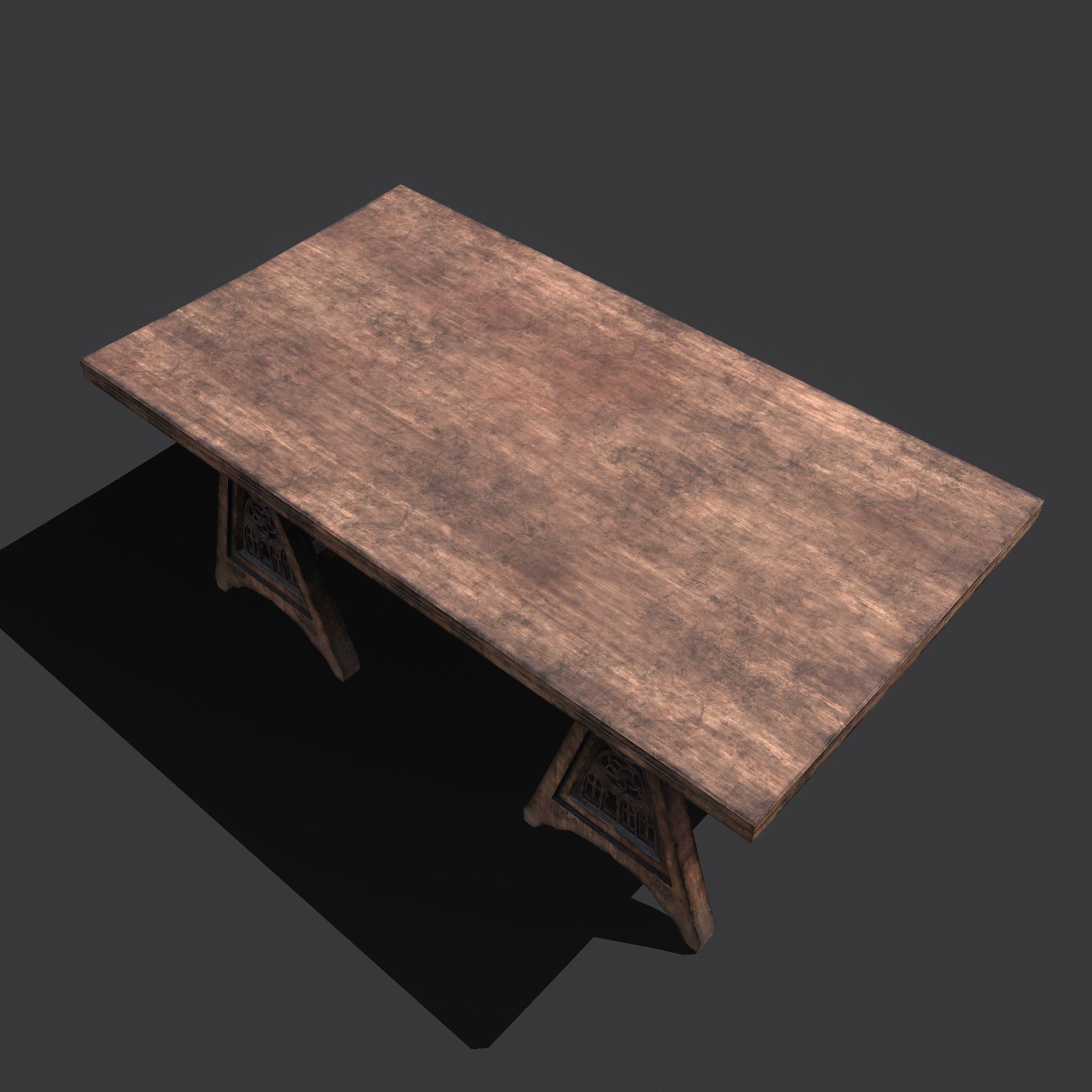 Medieval Elegant Fan Legged Table  Low-poly 3D model_23