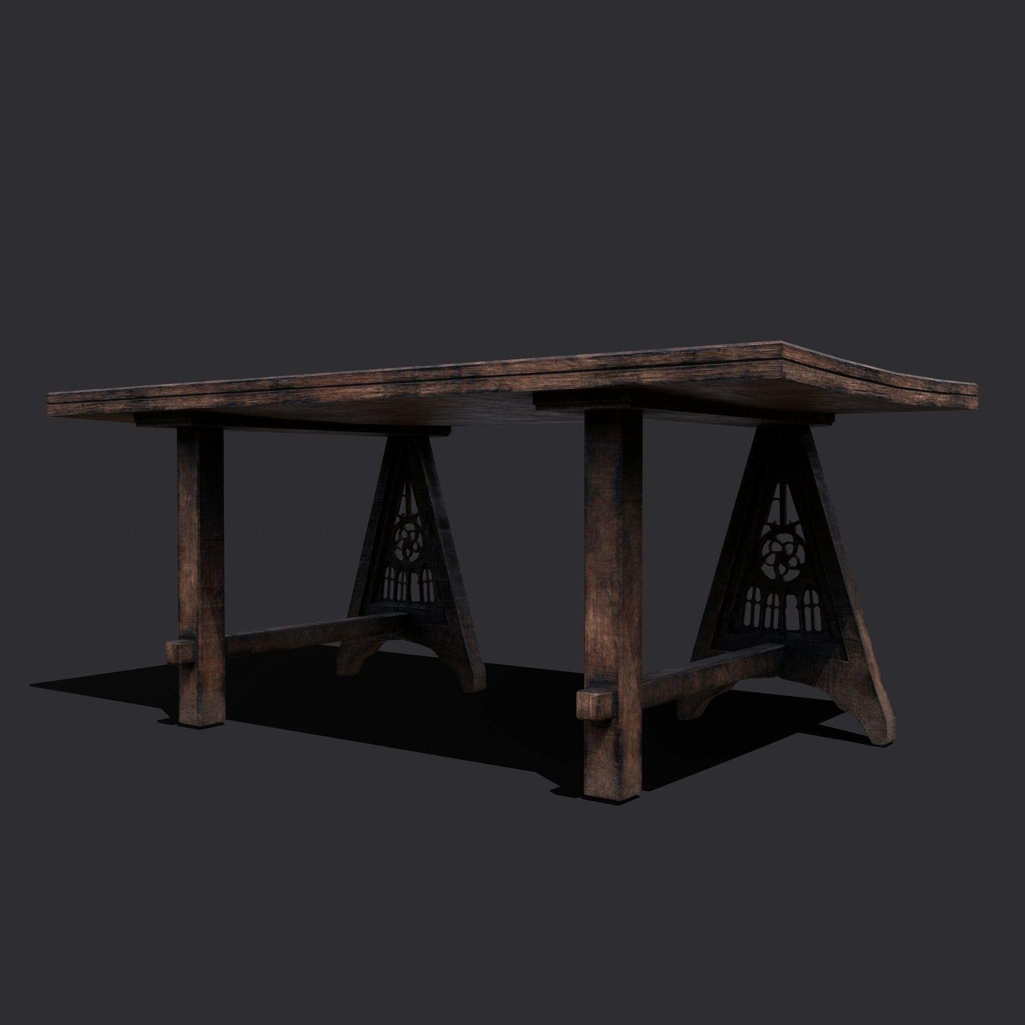 Medieval Elegant Fan Legged Table  Low-poly 3D model_12