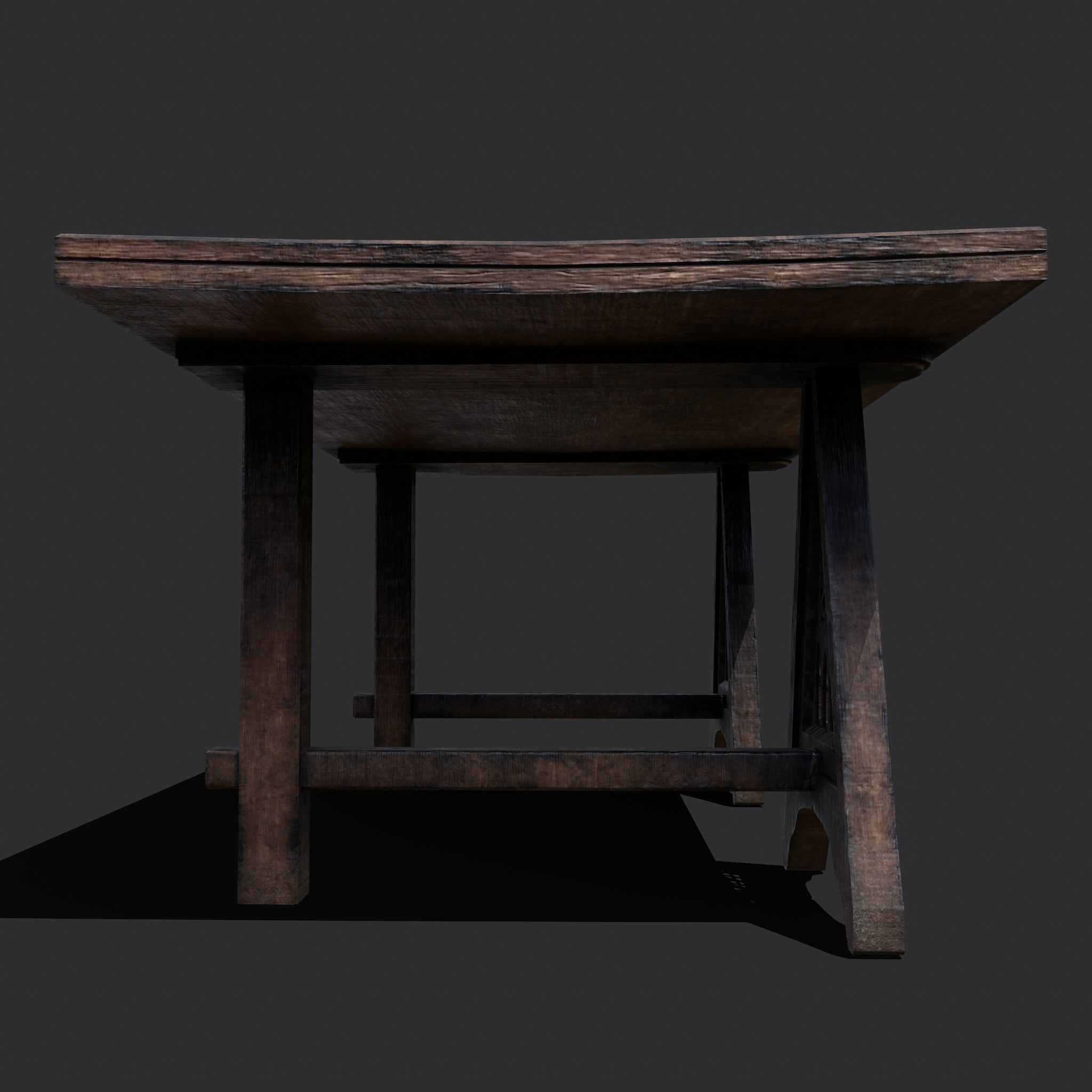Medieval Elegant Fan Legged Table  Low-poly 3D model_9