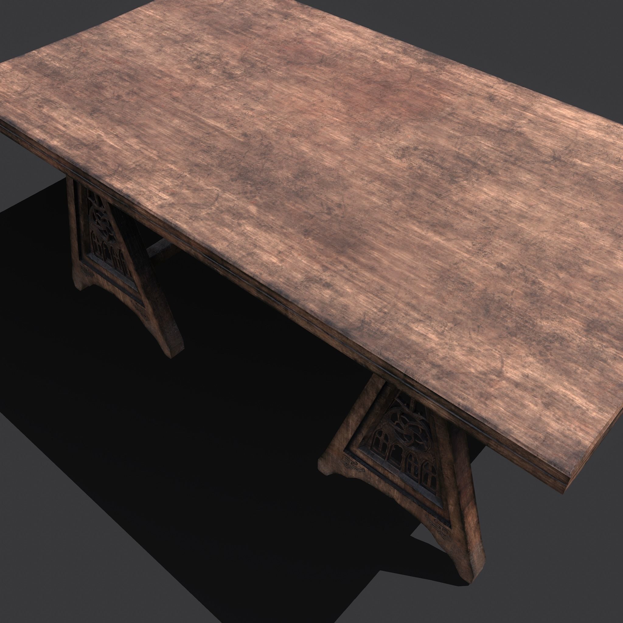 Medieval Elegant Fan Legged Table  Low-poly 3D model_21