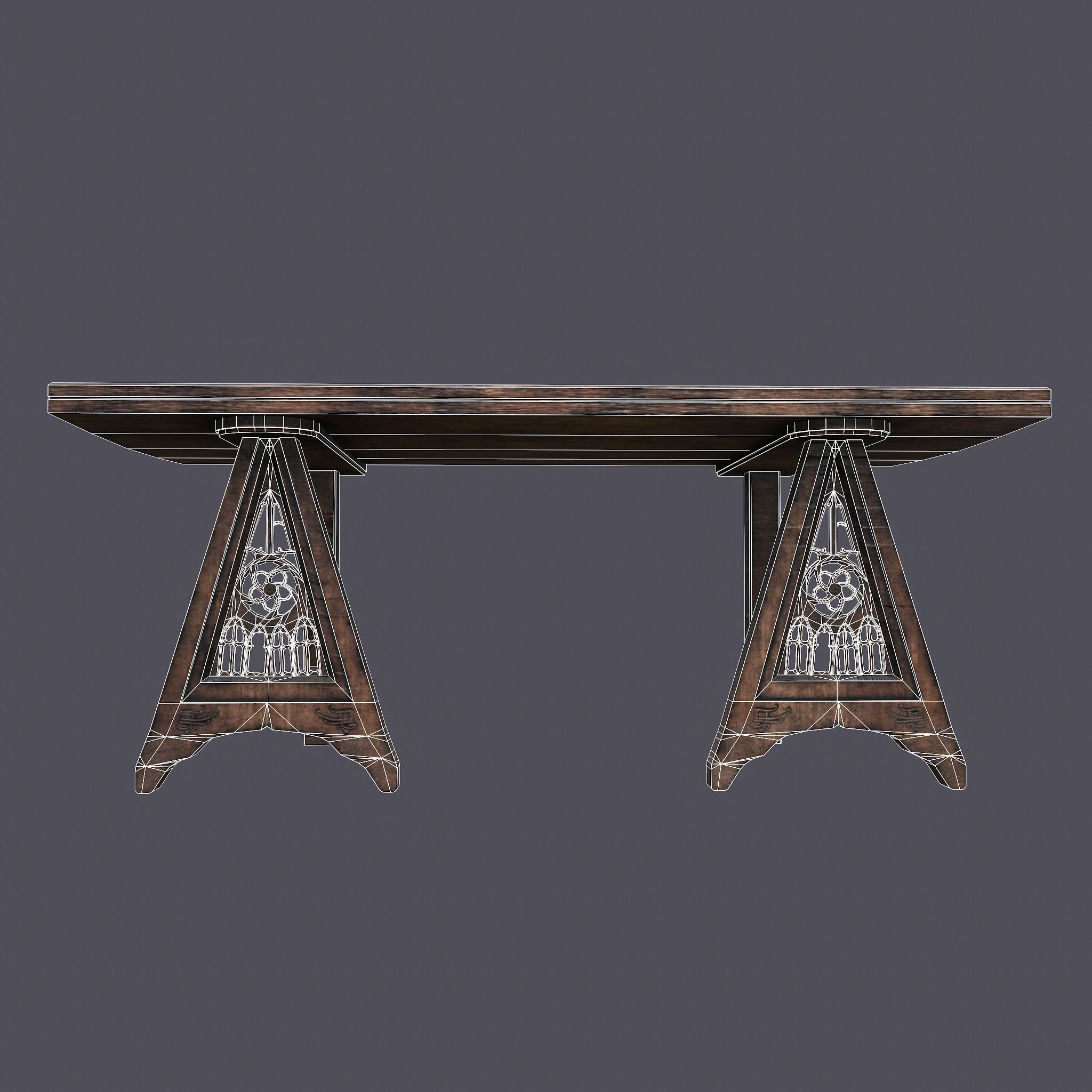 Medieval Elegant Fan Legged Table  Low-poly 3D model_27