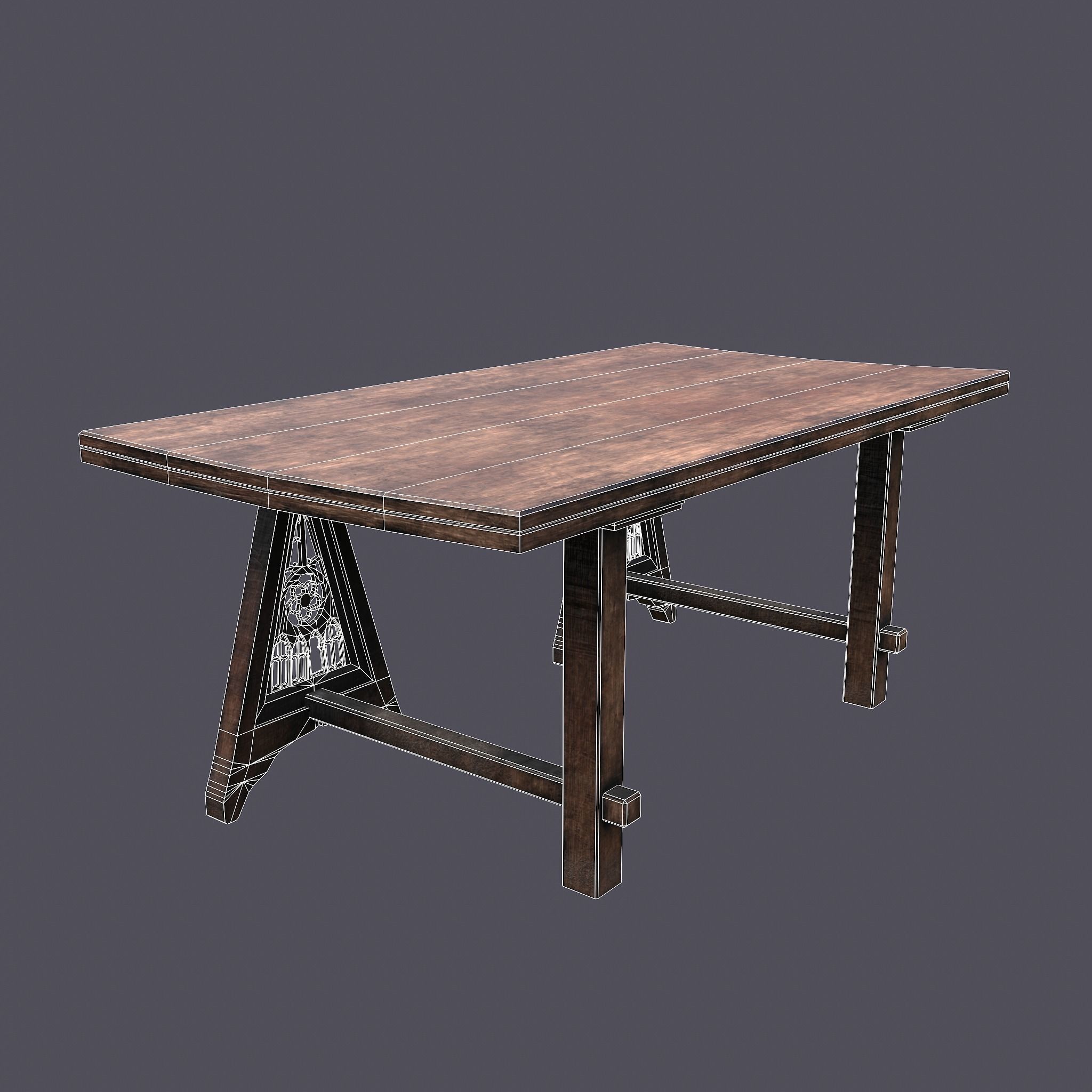 Medieval Elegant Fan Legged Table  Low-poly 3D model_32