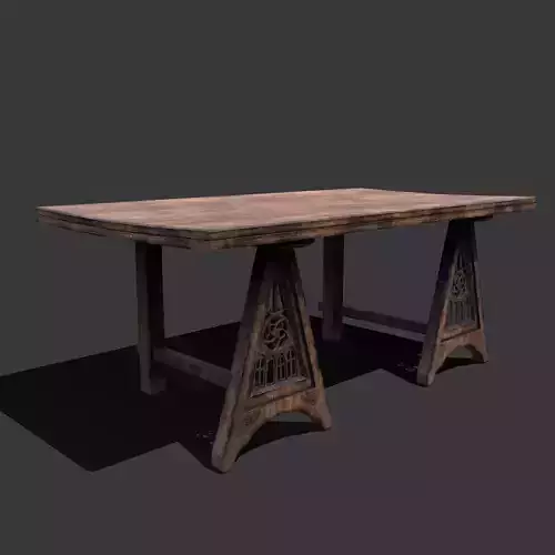 Medieval Elegant Fan Legged Table  Low-poly 3D model