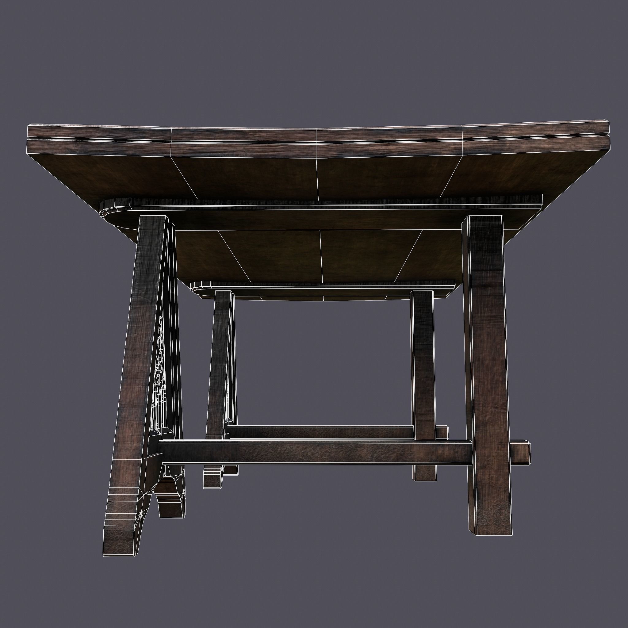 Medieval Elegant Fan Legged Table  Low-poly 3D model_31