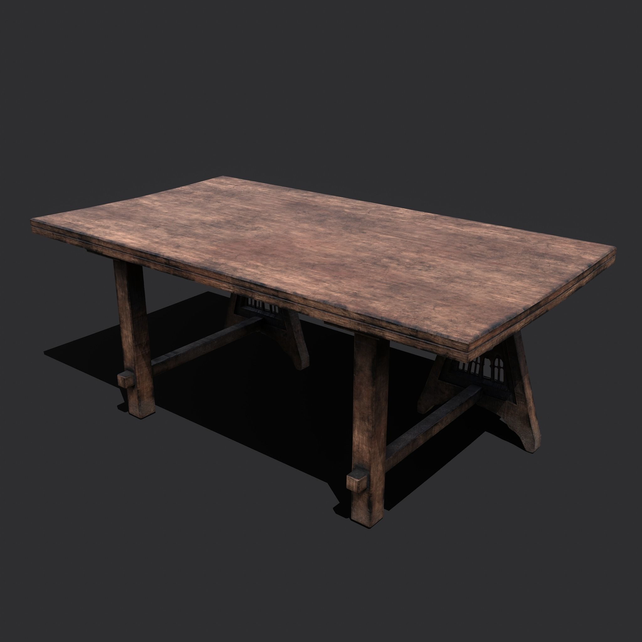 Medieval Elegant Fan Legged Table  Low-poly 3D model_13