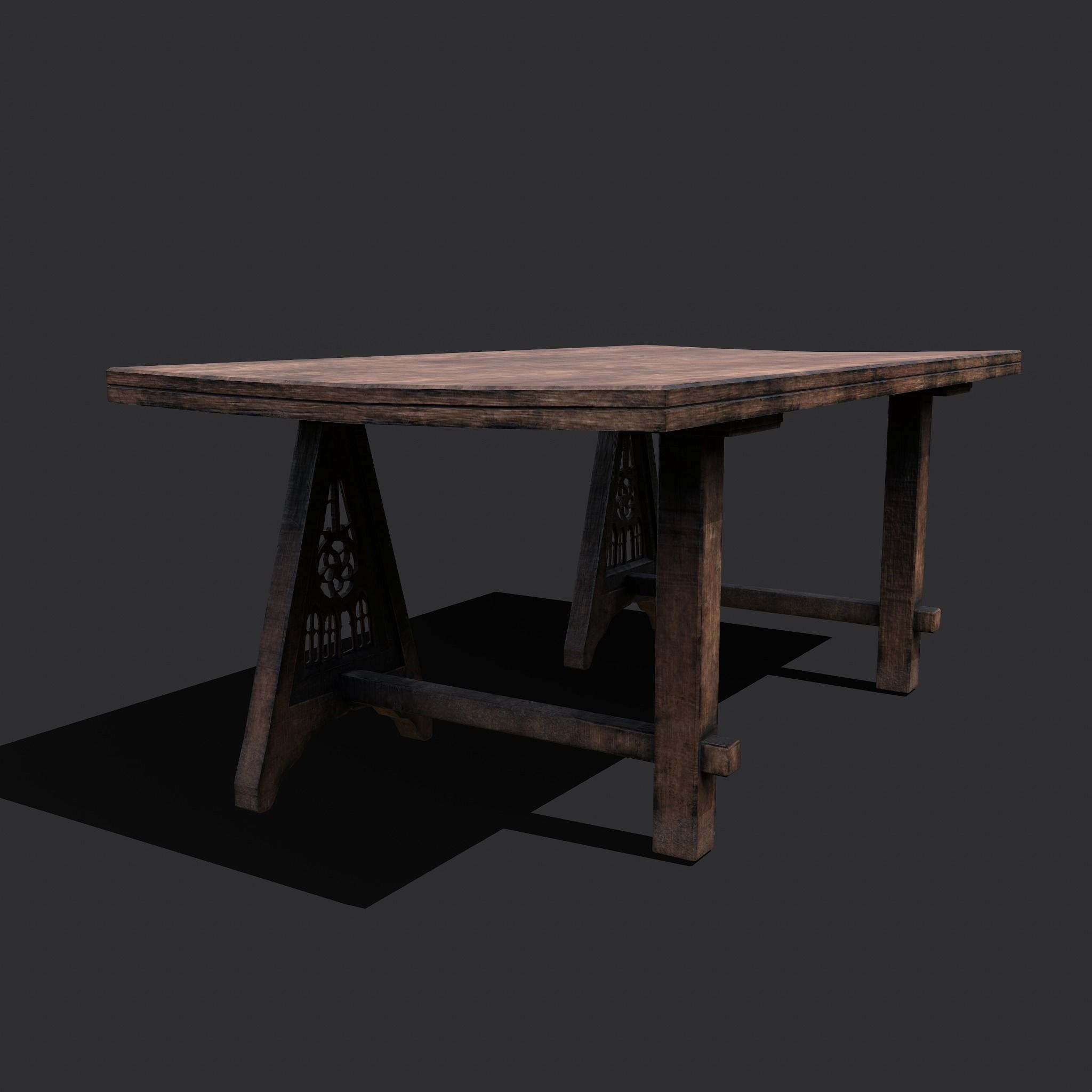 Medieval Elegant Fan Legged Table  Low-poly 3D model_15