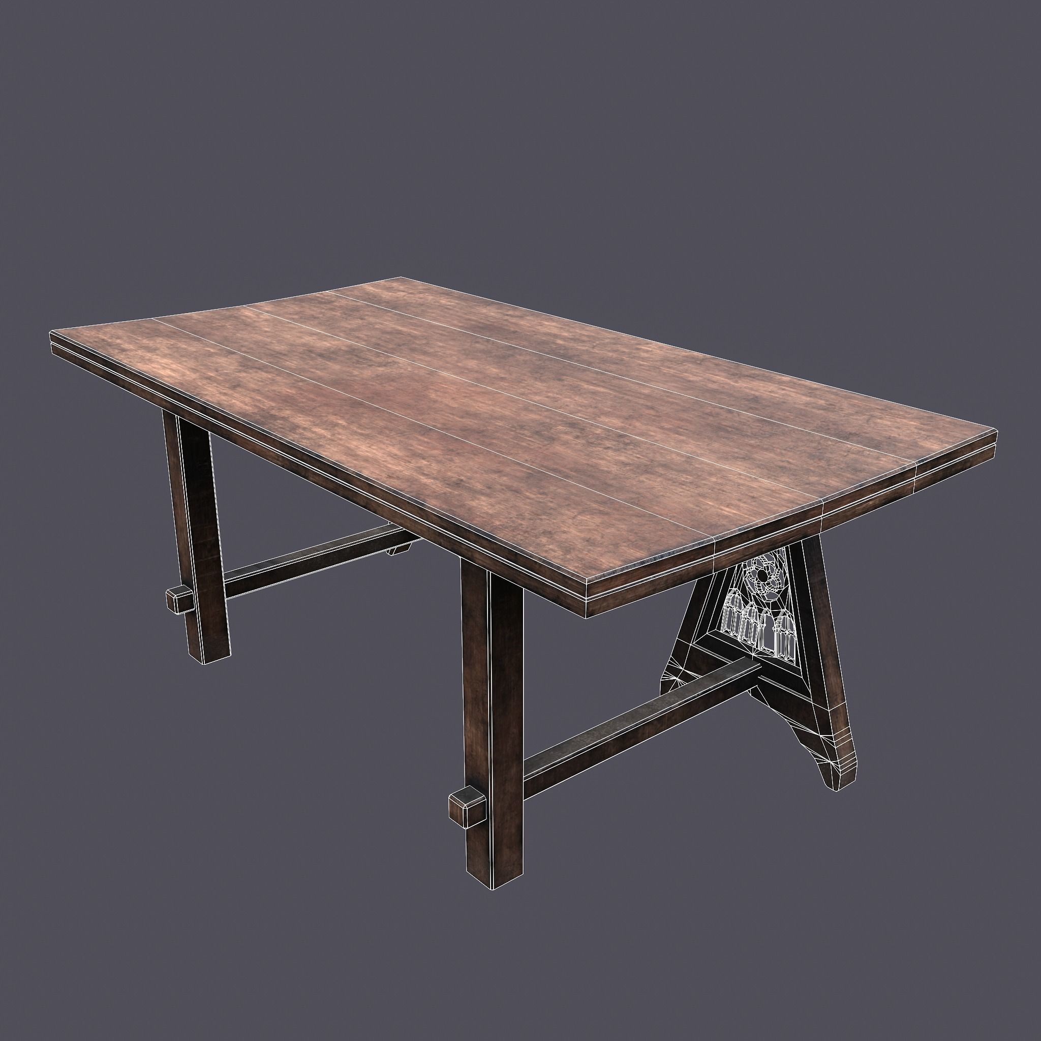 Medieval Elegant Fan Legged Table  Low-poly 3D model_34