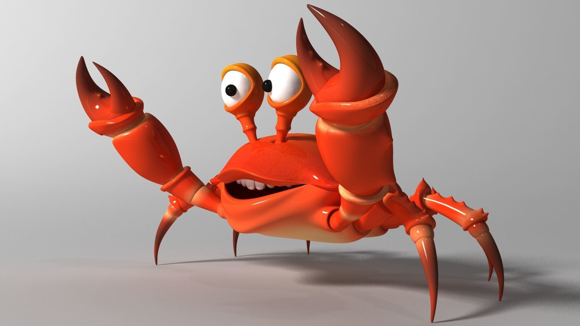 Cartoon Crab RIGGED and ANIMATED Low-poly 3D model_3