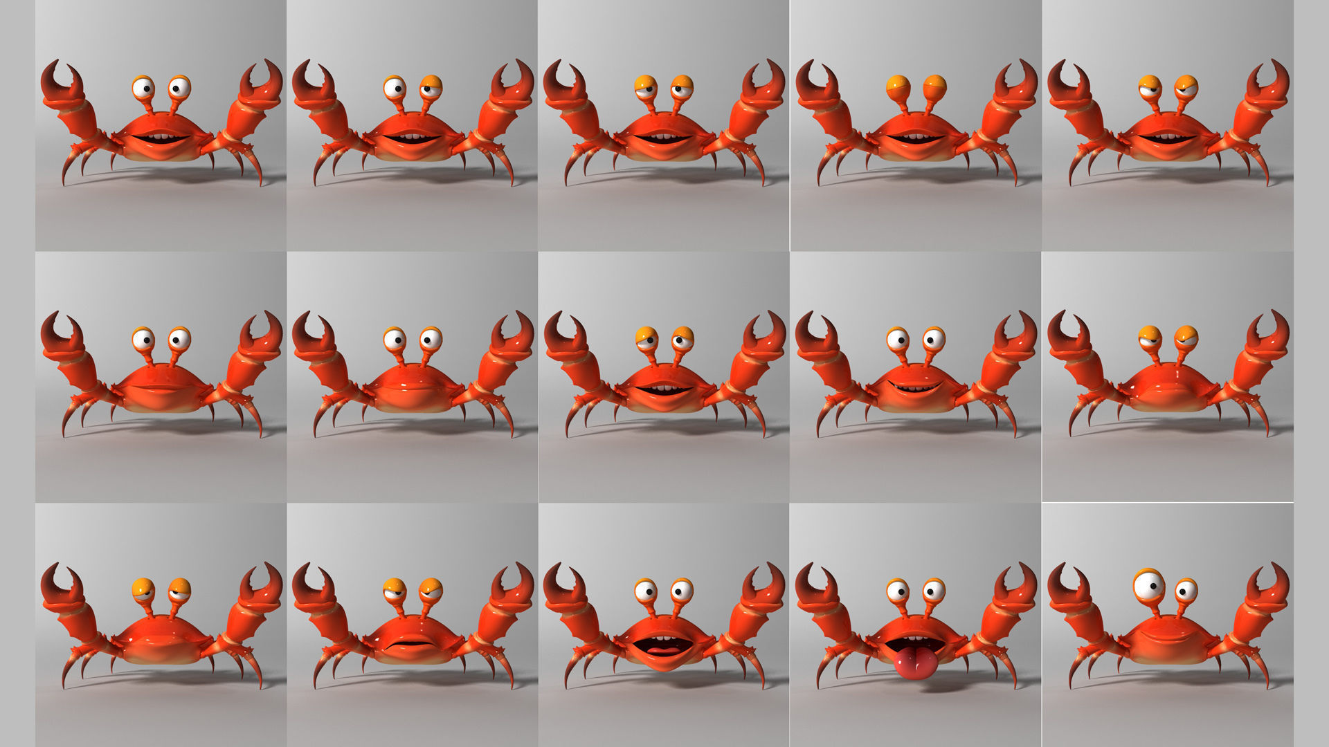 Cartoon Crab RIGGED and ANIMATED Low-poly 3D model_9