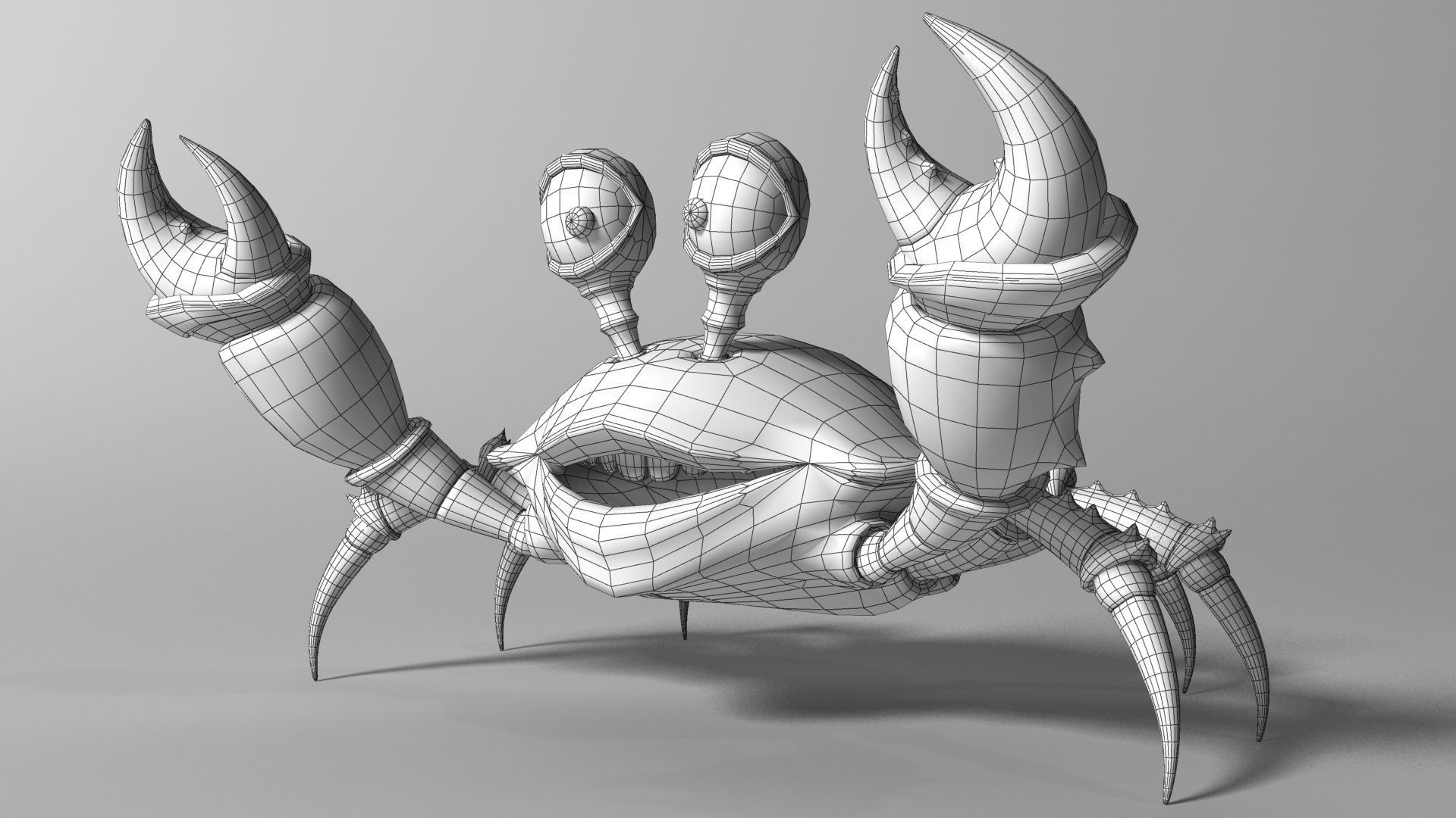 Cartoon Crab RIGGED and ANIMATED Low-poly 3D model_10