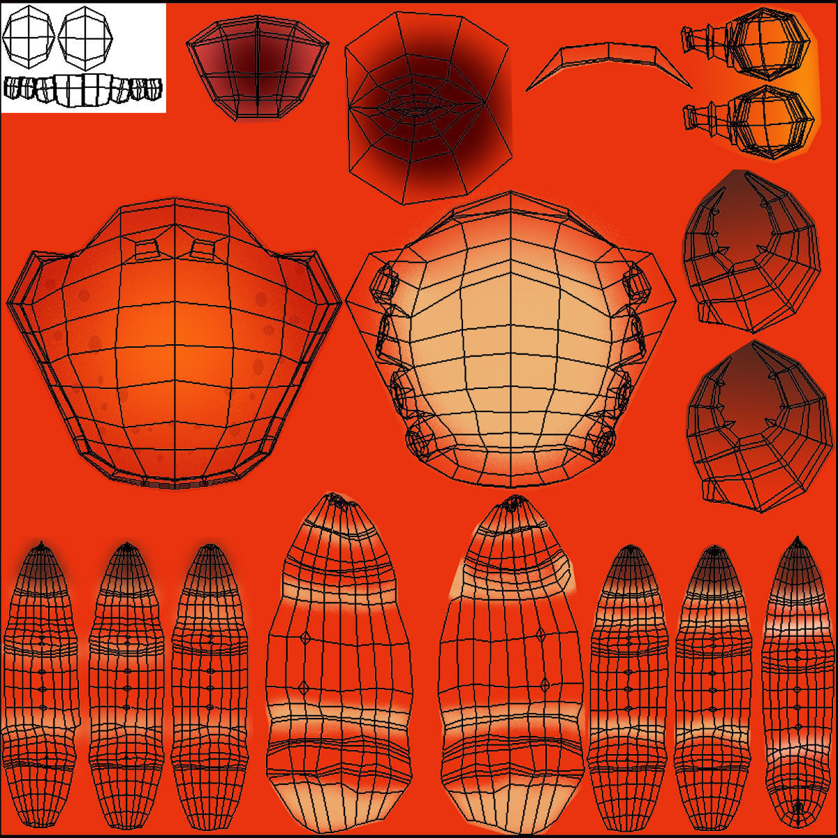 Cartoon Crab RIGGED and ANIMATED Low-poly 3D model_16