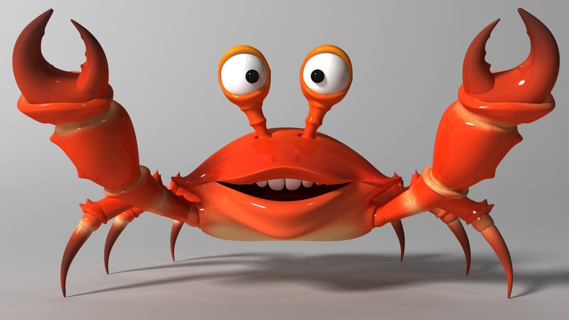 Cartoon Crab RIGGED and ANIMATED Low-poly 3D model_2