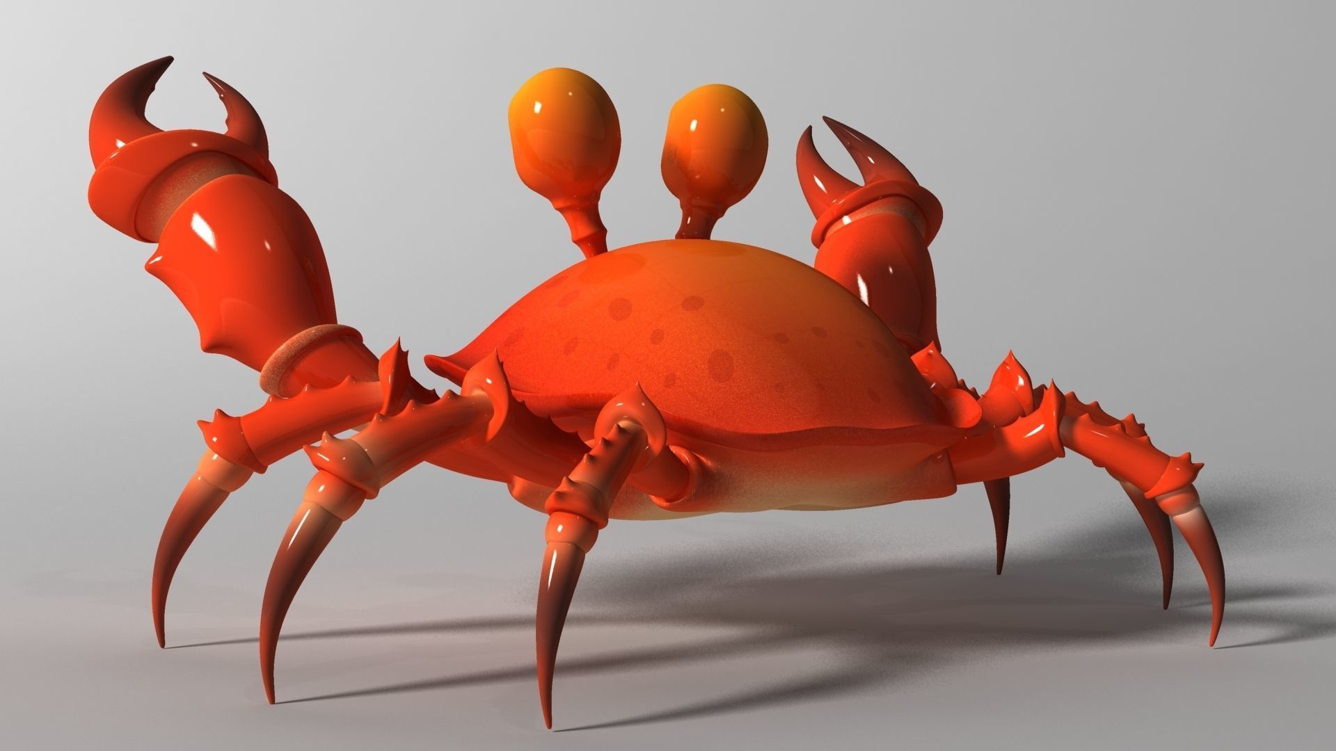Cartoon Crab RIGGED and ANIMATED Low-poly 3D model_5