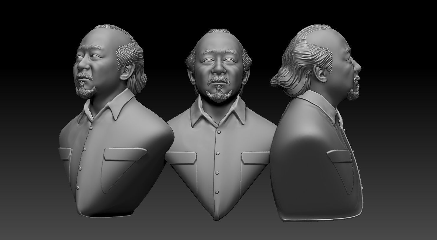 Mr Miyagi -Pat Morita -Printable 3D print model Bust 3D print model_3