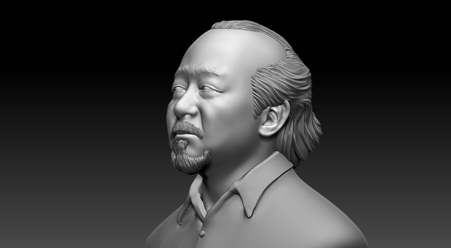 Mr Miyagi -Pat Morita -Printable 3D print model Bust 3D print model_2