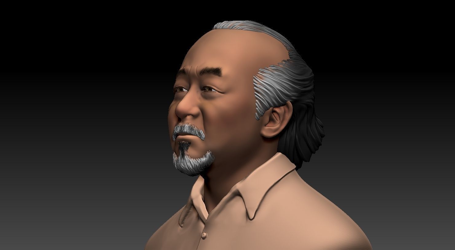 Mr Miyagi -Pat Morita -Printable 3D print model Bust 3D print model_1
