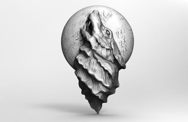 Wolf pendant 3D print model_5