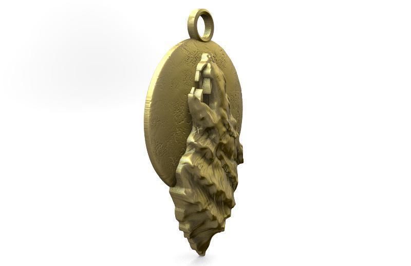 Wolf pendant 3D print model_2