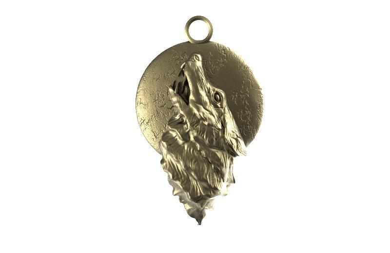 Wolf pendant 3D print model_1