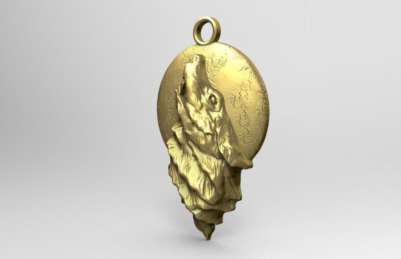 Wolf pendant 3D print model_3