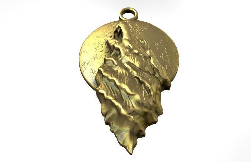 Wolf pendant 3D print model_4