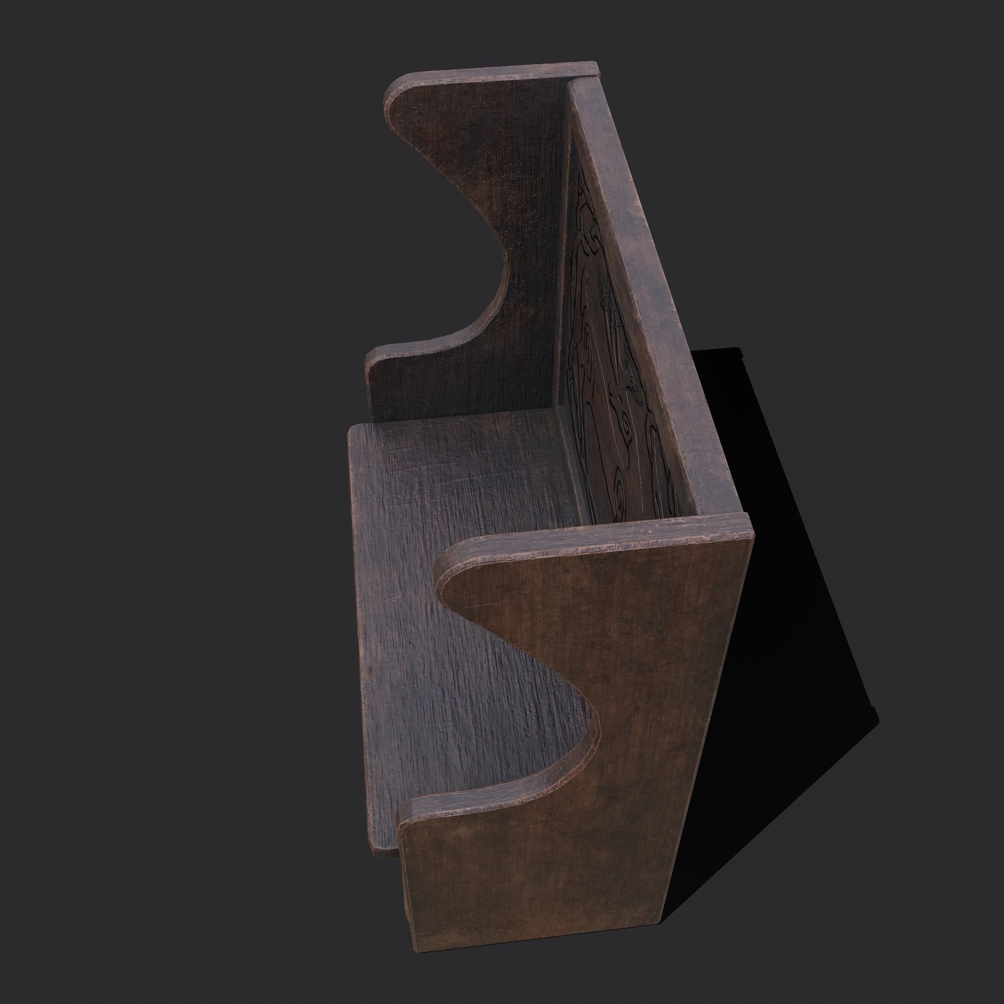 Medieval Elegant Deer Designed Bench Low-poly 3D model_15