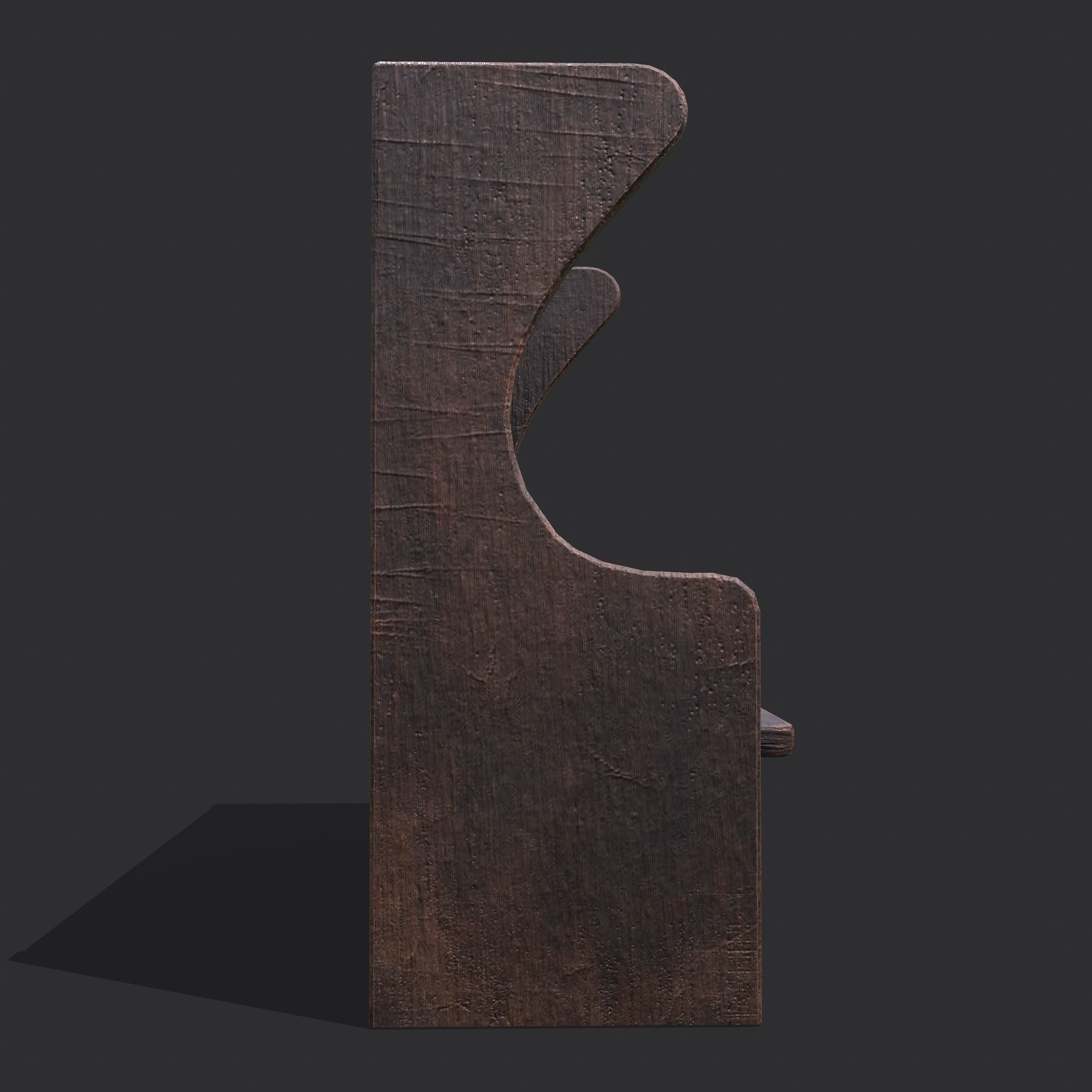 Medieval Elegant Deer Designed Bench Low-poly 3D model_11