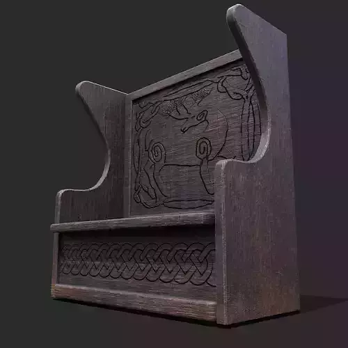 Medieval Elegant Deer Designed Bench Low-poly 3D model