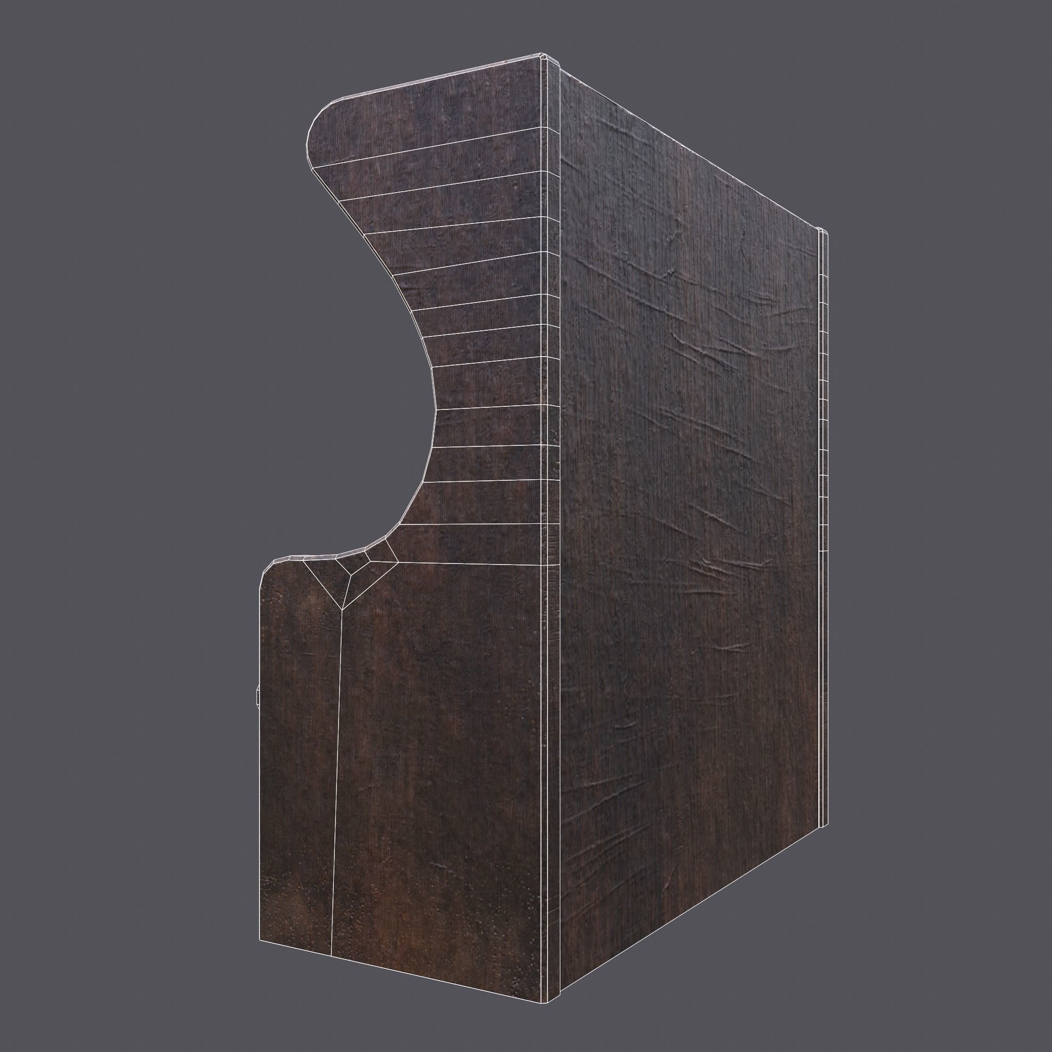 Medieval Elegant Deer Designed Bench Low-poly 3D model_29