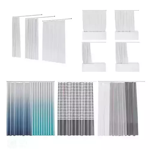 12 Shower curtain 3D Model Collection
