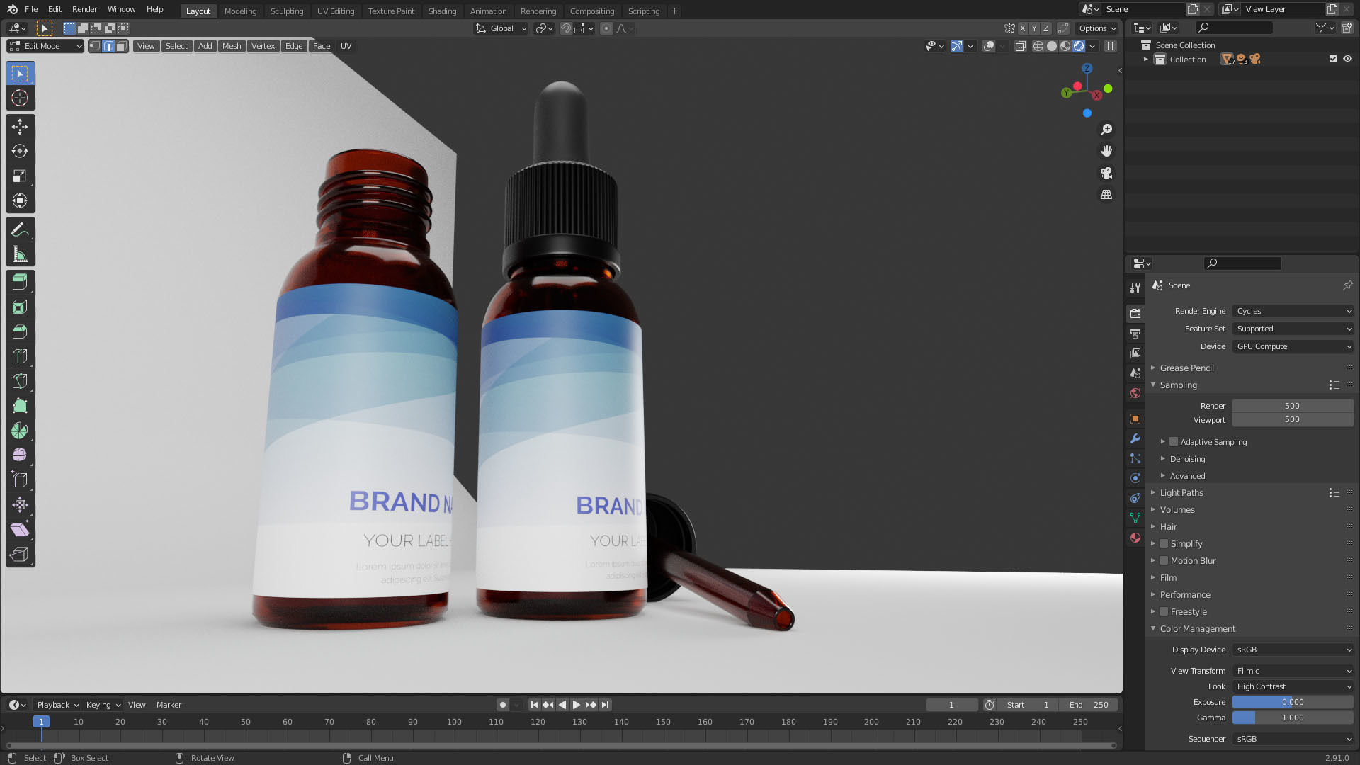 E-liquid Glass Bottle with Rubber Cap 3D model_7