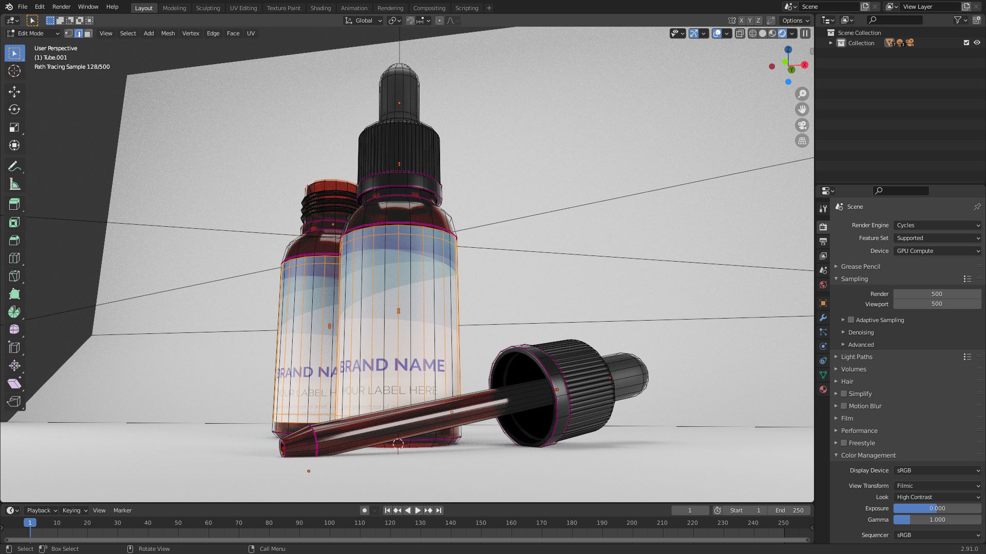 E-liquid Glass Bottle with Rubber Cap 3D model_6