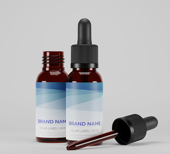 E-liquid Glass Bottle with Rubber Cap 3D model