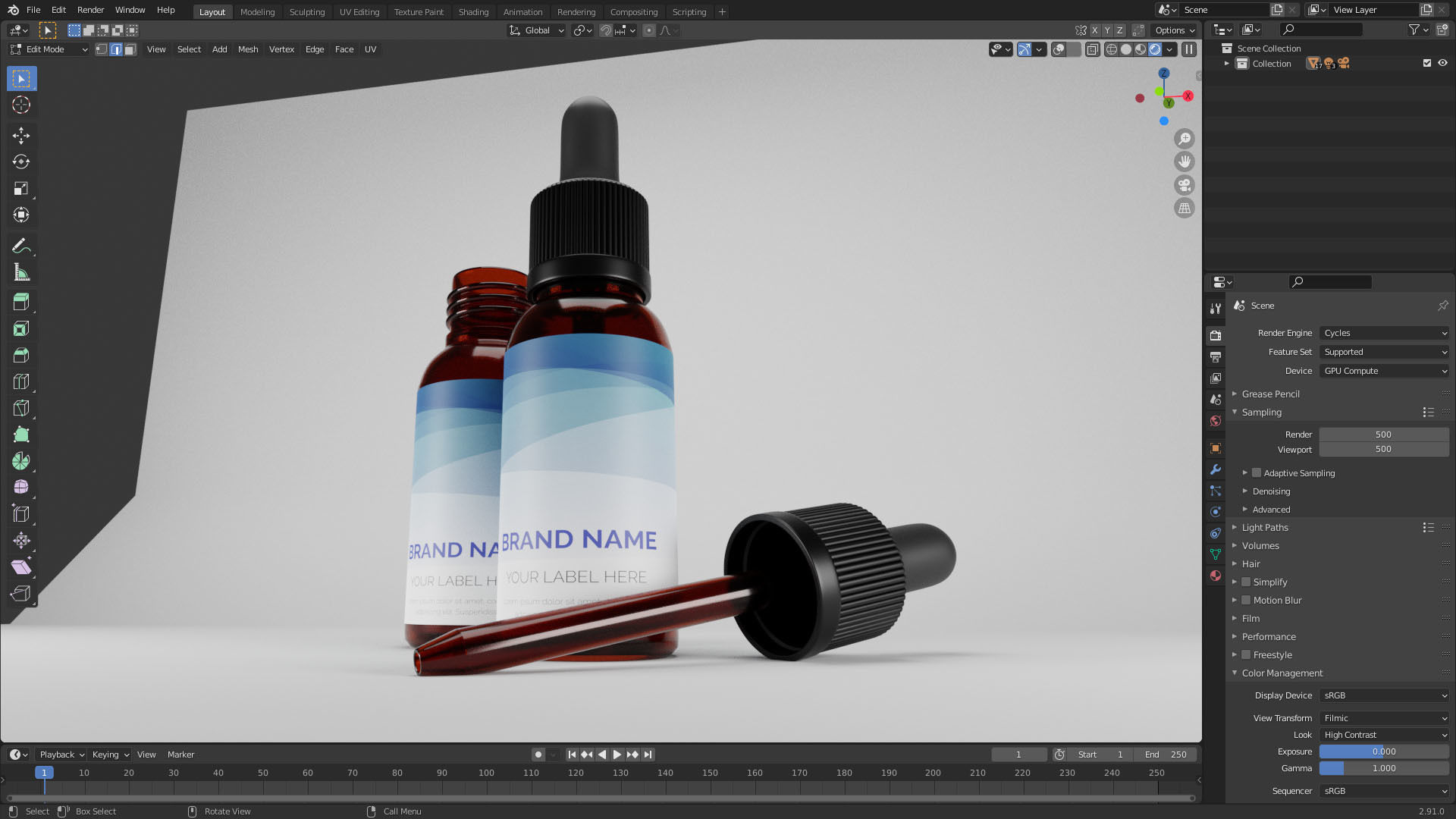 E-liquid Glass Bottle with Rubber Cap 3D model_5