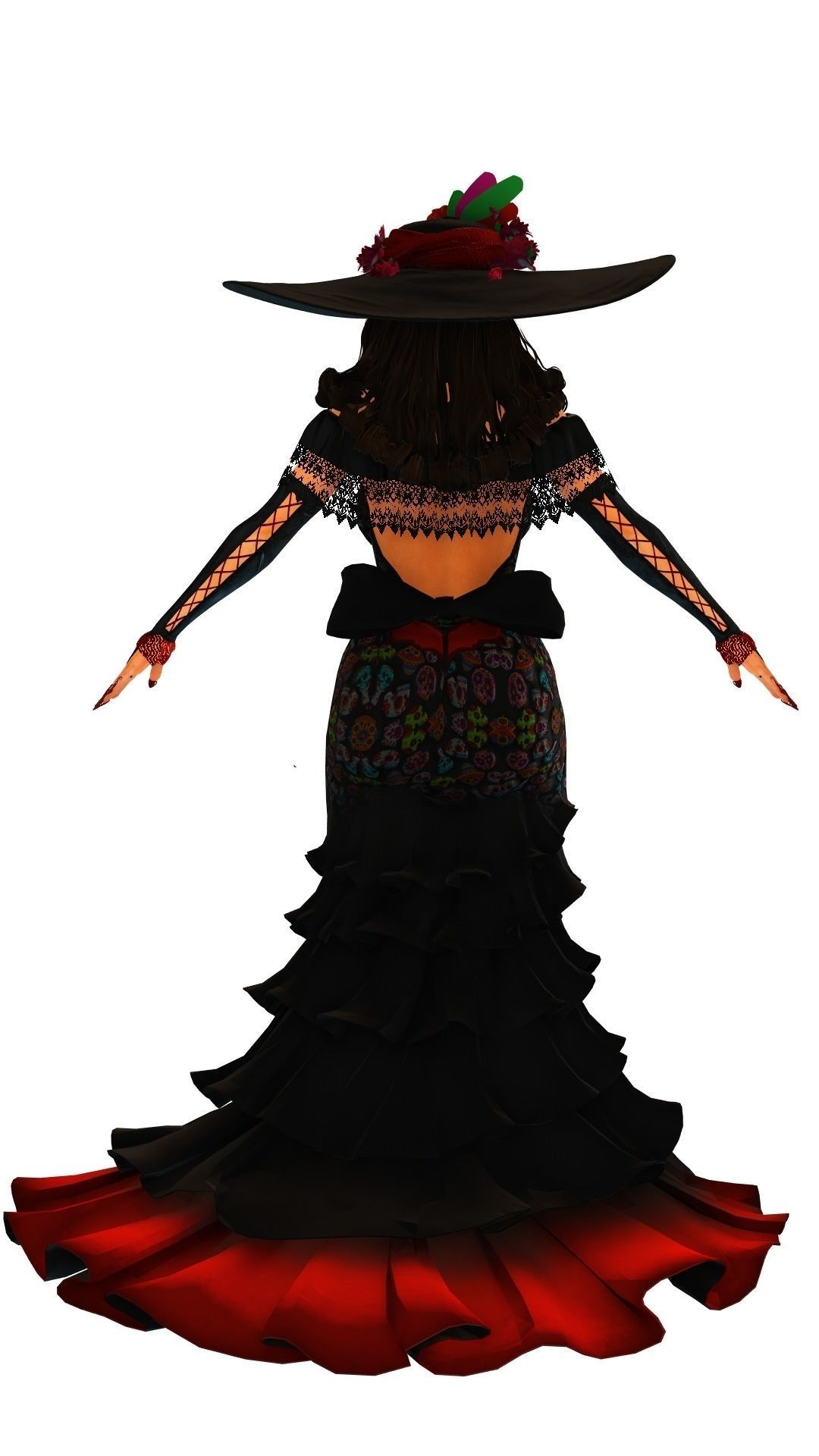 La Catrina W Skeleton Bodysuit 3D model_11