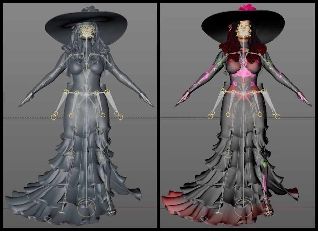 La Catrina W Skeleton Bodysuit 3D model_26