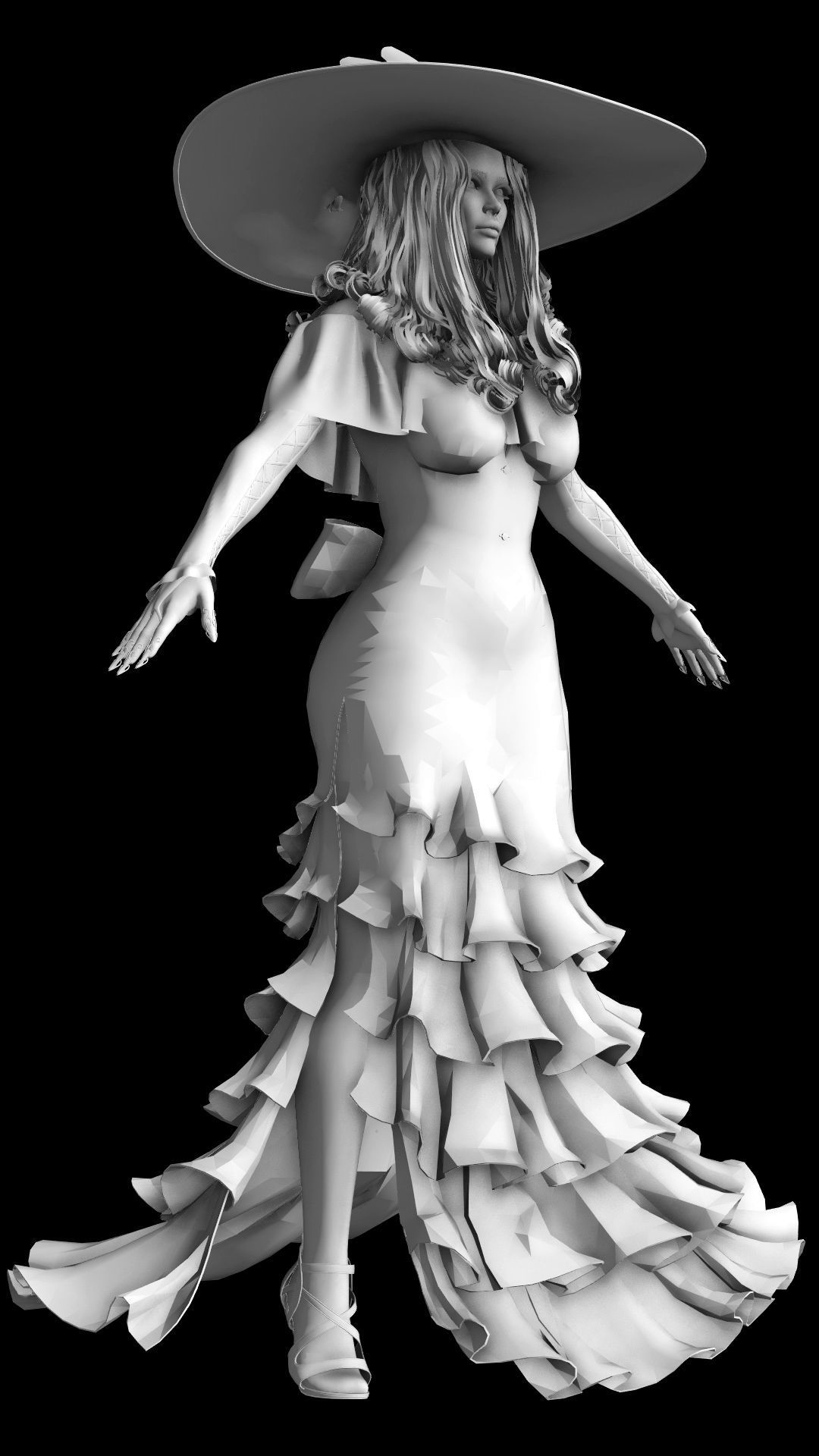 La Catrina W Skeleton Bodysuit 3D model_5