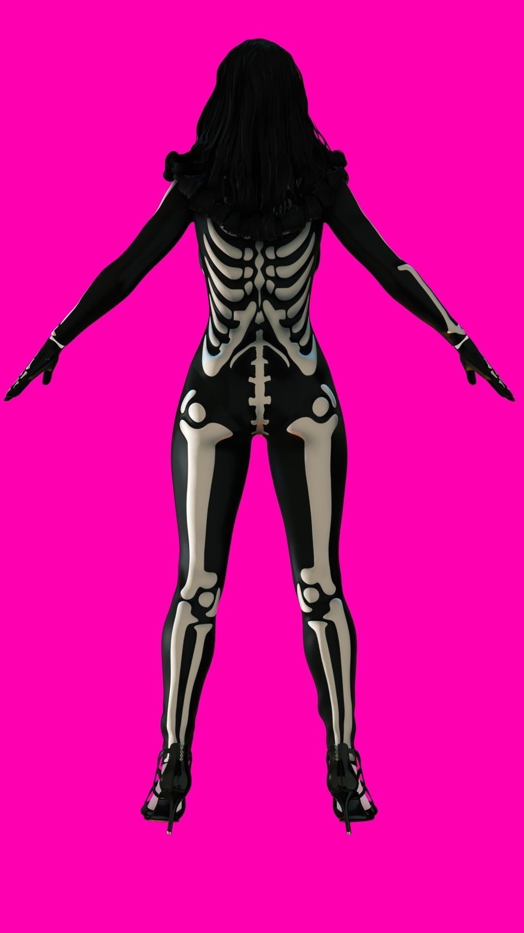 La Catrina W Skeleton Bodysuit 3D model_18