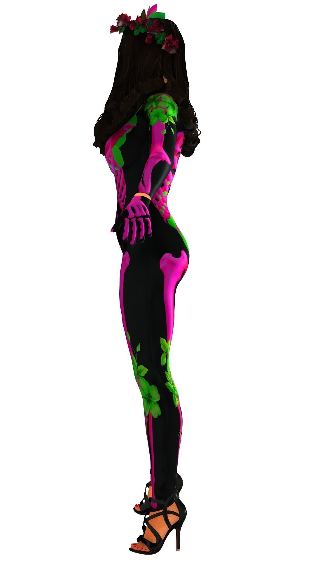 La Catrina W Skeleton Bodysuit 3D model_24