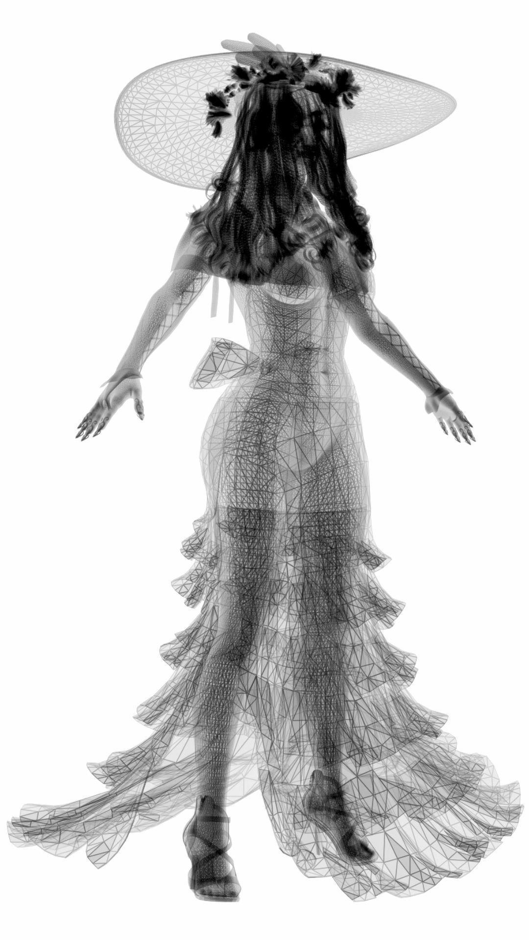 La Catrina W Skeleton Bodysuit 3D model_4